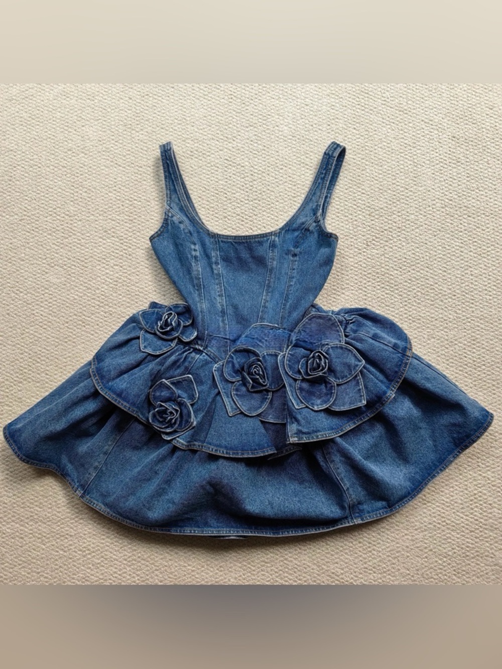 Aknvas Blue Denim Rose-Accent Midi Dress - Picture 6 of 11